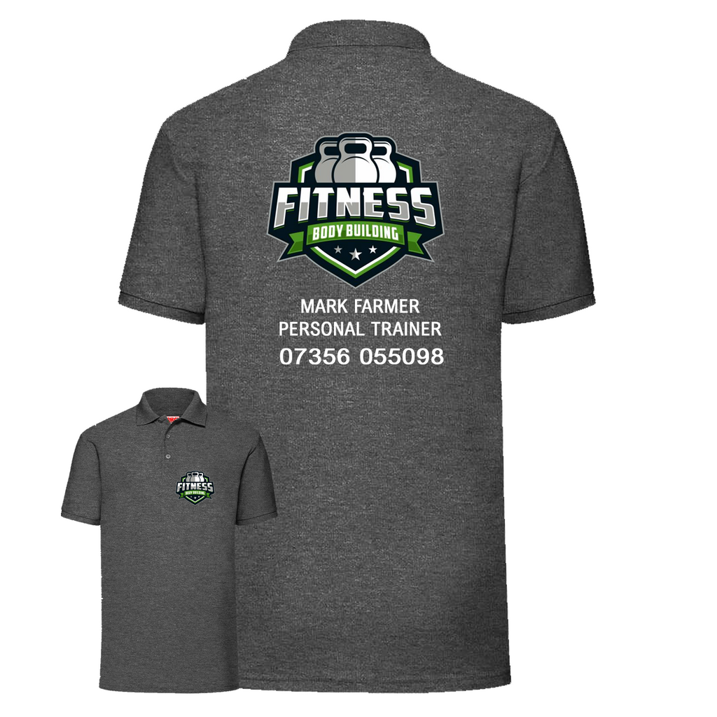 Personal Trainer Polo With Your Logo Front & Back - Mens Fit