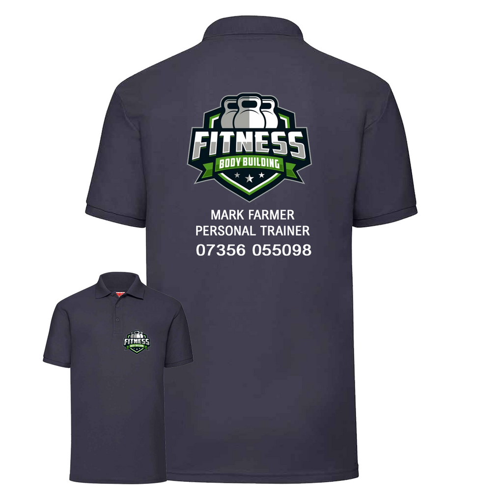 Personal Trainer Polo With Your Logo Front & Back - Mens Fit