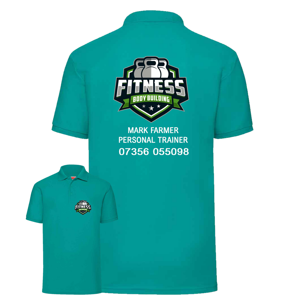 Personal Trainer Polo With Your Logo Front & Back - Mens Fit