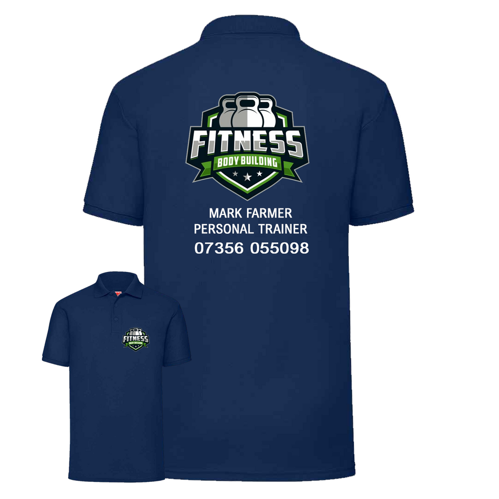 Personal Trainer Polo With Your Logo Front & Back - Mens Fit