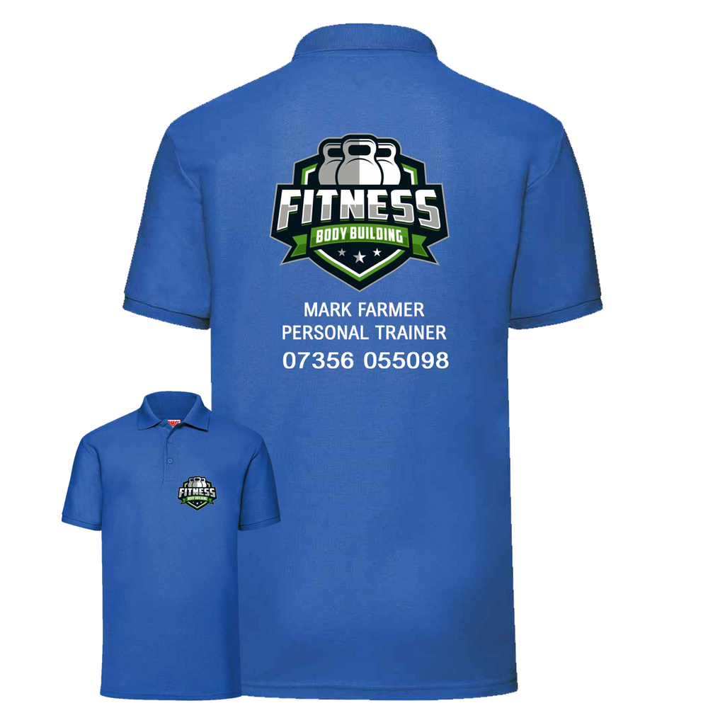 Personal Trainer Polo With Your Logo Front & Back - Mens Fit