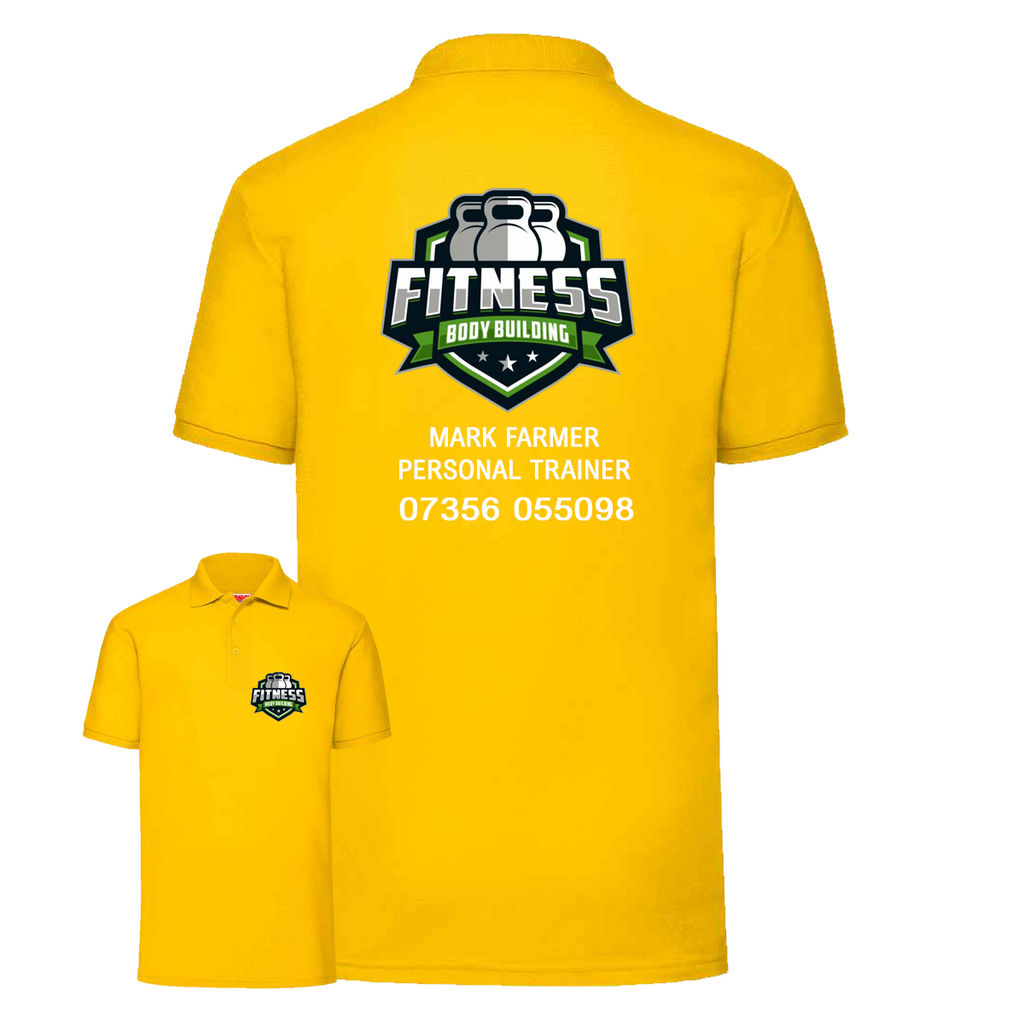Personal Trainer Polo With Your Logo Front & Back - Mens Fit