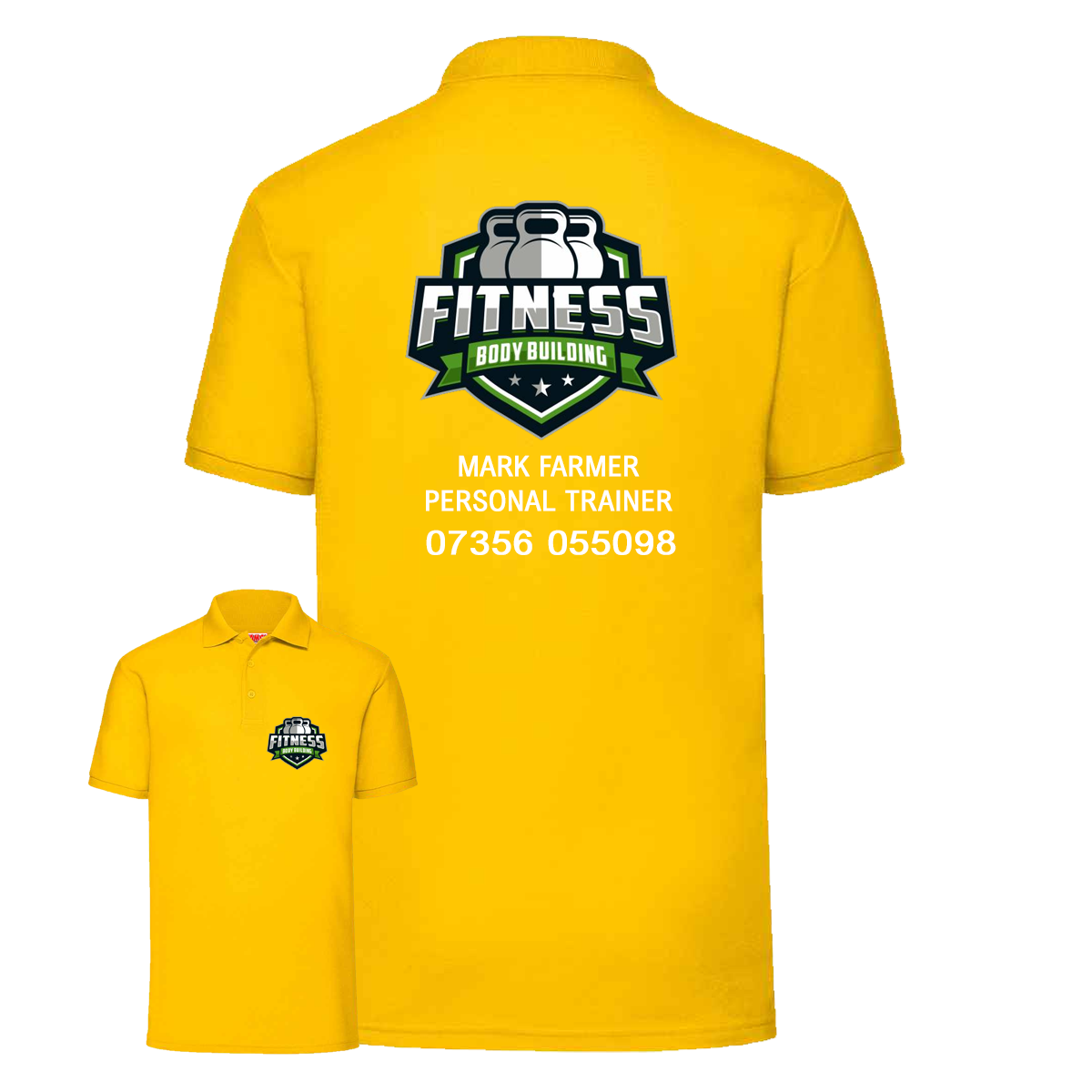 Personal Trainer Polo With Your Logo Front & Back - Mens Fit
