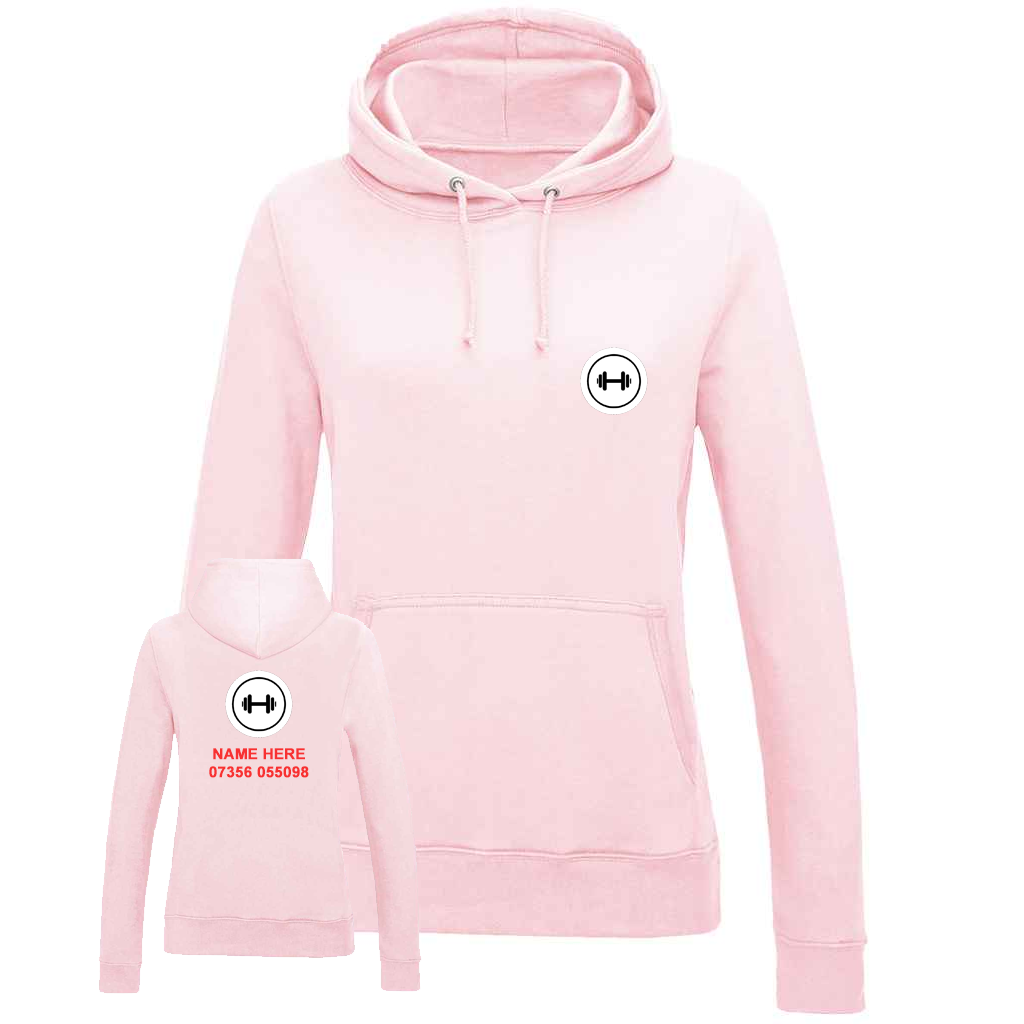 Personal Trainer Hoodie With Your Logo Front & Back - Ladies Fit