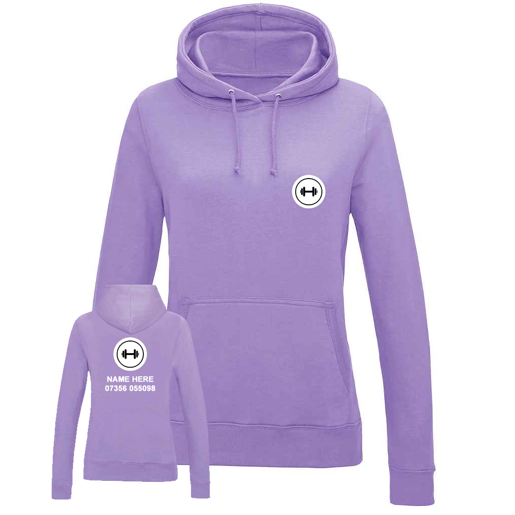 Personal Trainer Hoodie With Your Logo Front & Back - Ladies Fit