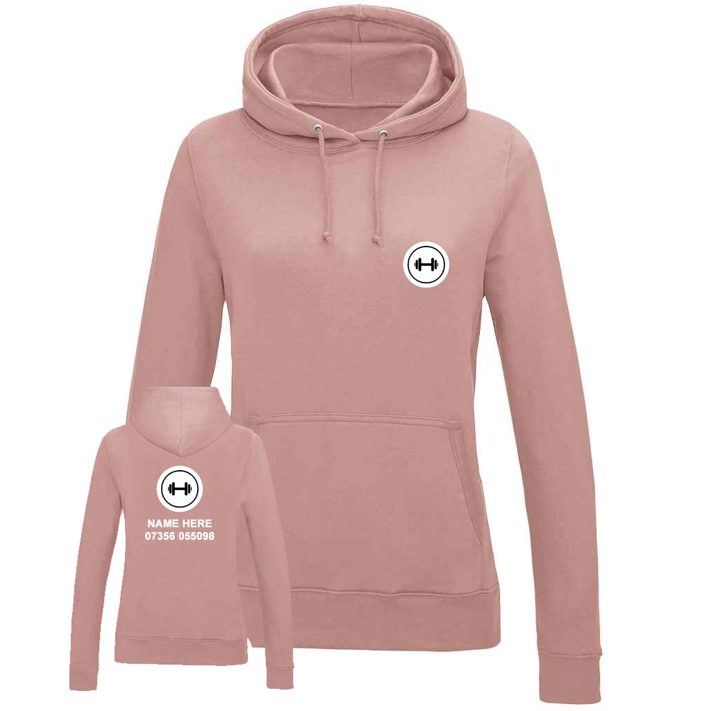 Personal Trainer Hoodie With Your Logo Front & Back - Ladies Fit