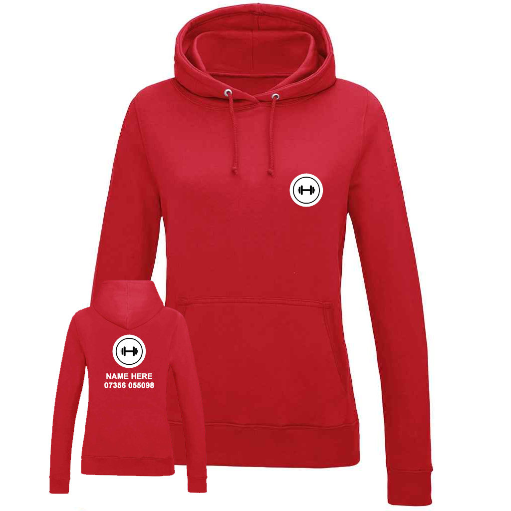 Personal Trainer Hoodie With Your Logo Front & Back - Ladies Fit