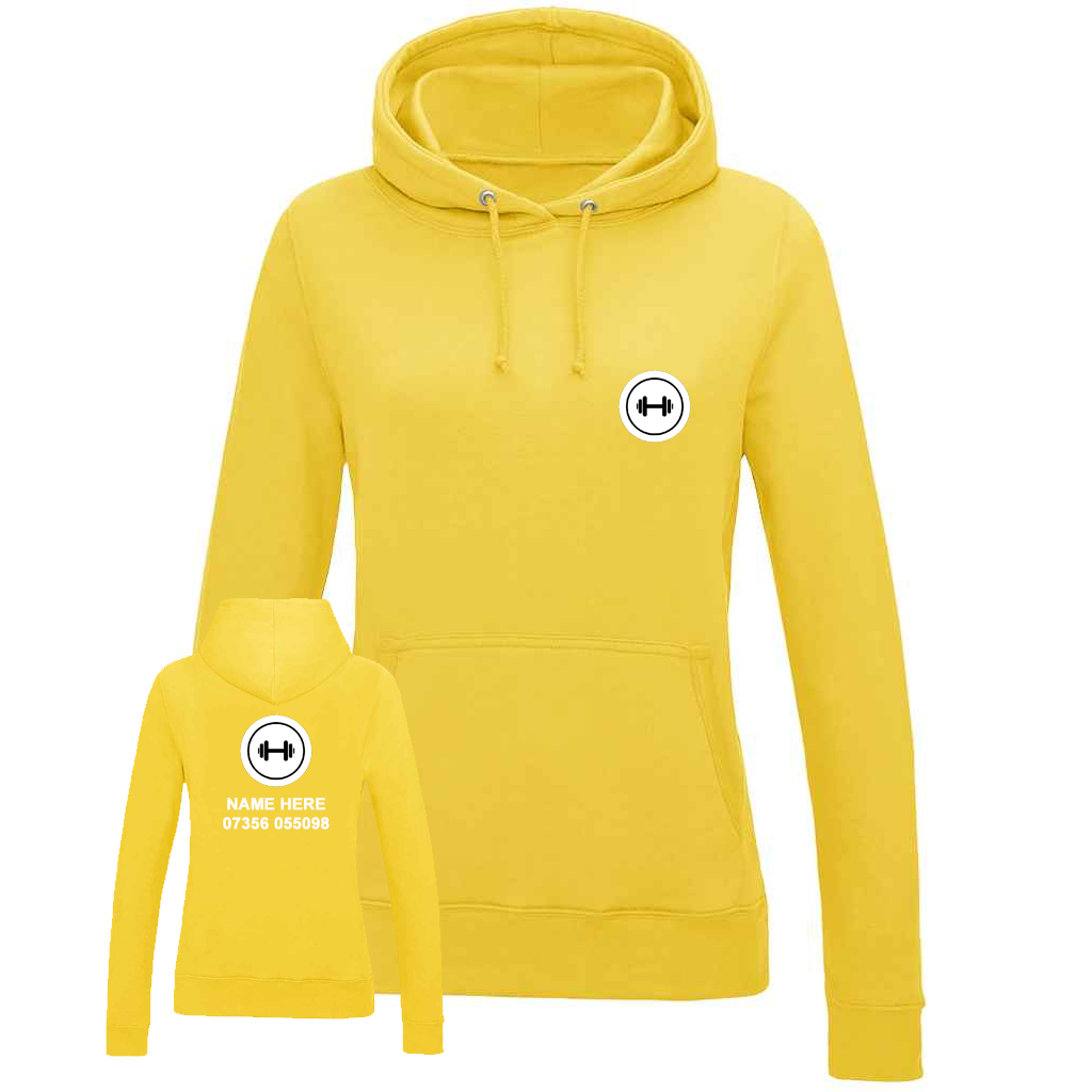Personal Trainer Hoodie With Your Logo Front & Back - Ladies Fit