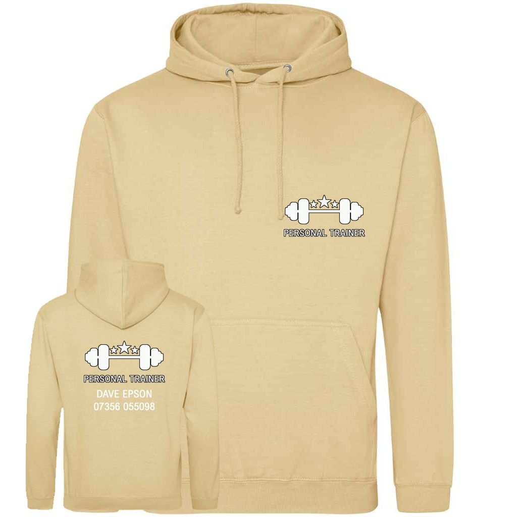 Personal Trainer Hoodie With Your Logo Front & Back – Mens Fit