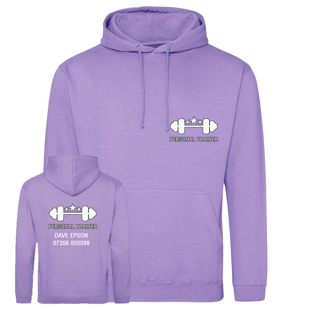 Personal Trainer Hoodie With Your Logo Front & Back – Mens Fit