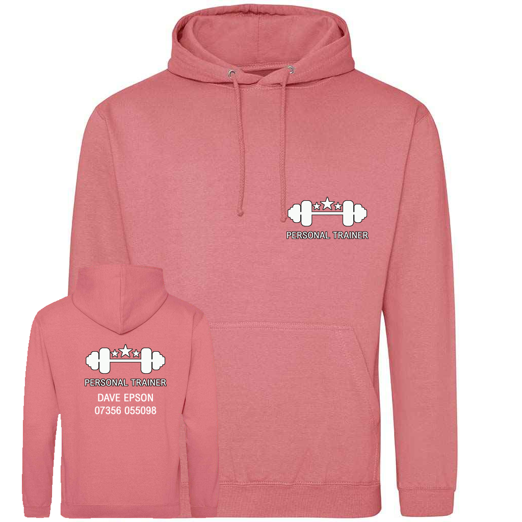 Personal Trainer Hoodie With Your Logo Front & Back – Mens Fit