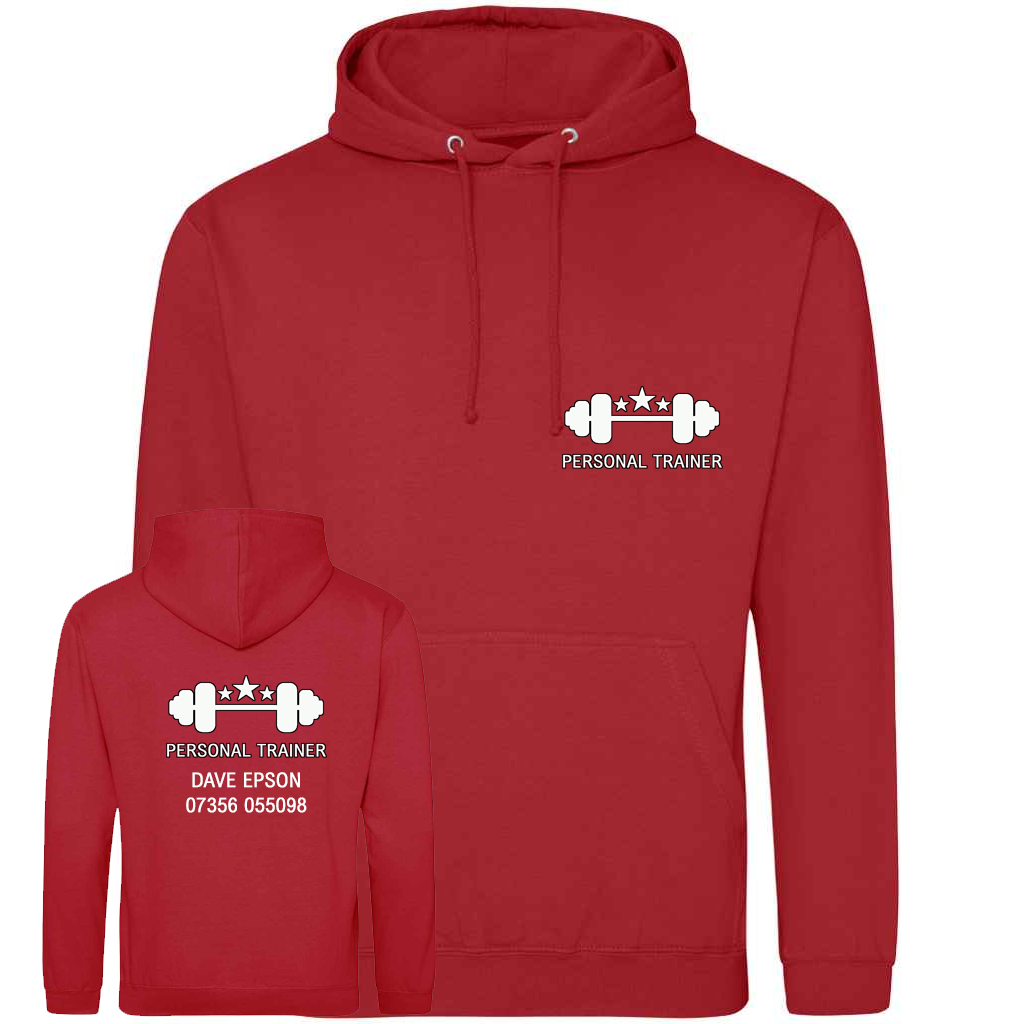 Personal Trainer Hoodie With Your Logo Front & Back – Mens Fit