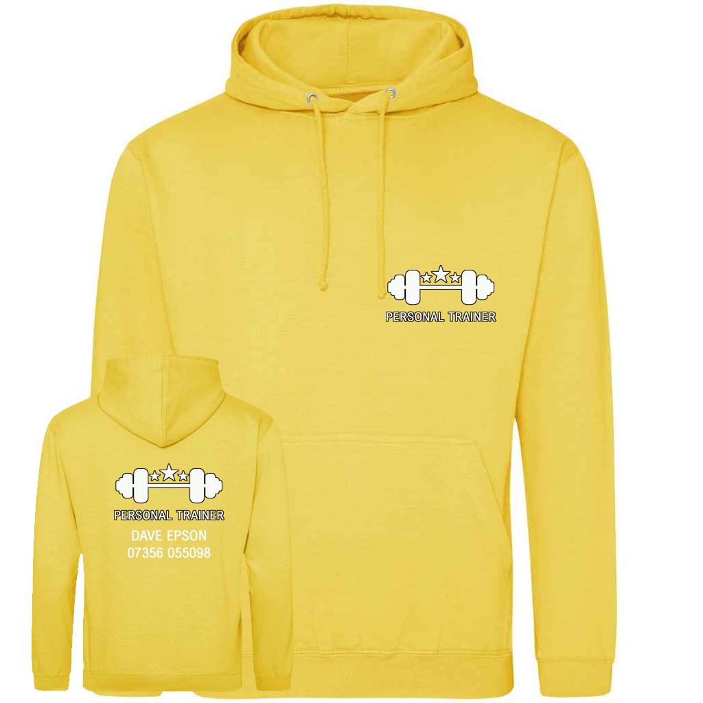 Personal Trainer Hoodie With Your Logo Front & Back – Mens Fit
