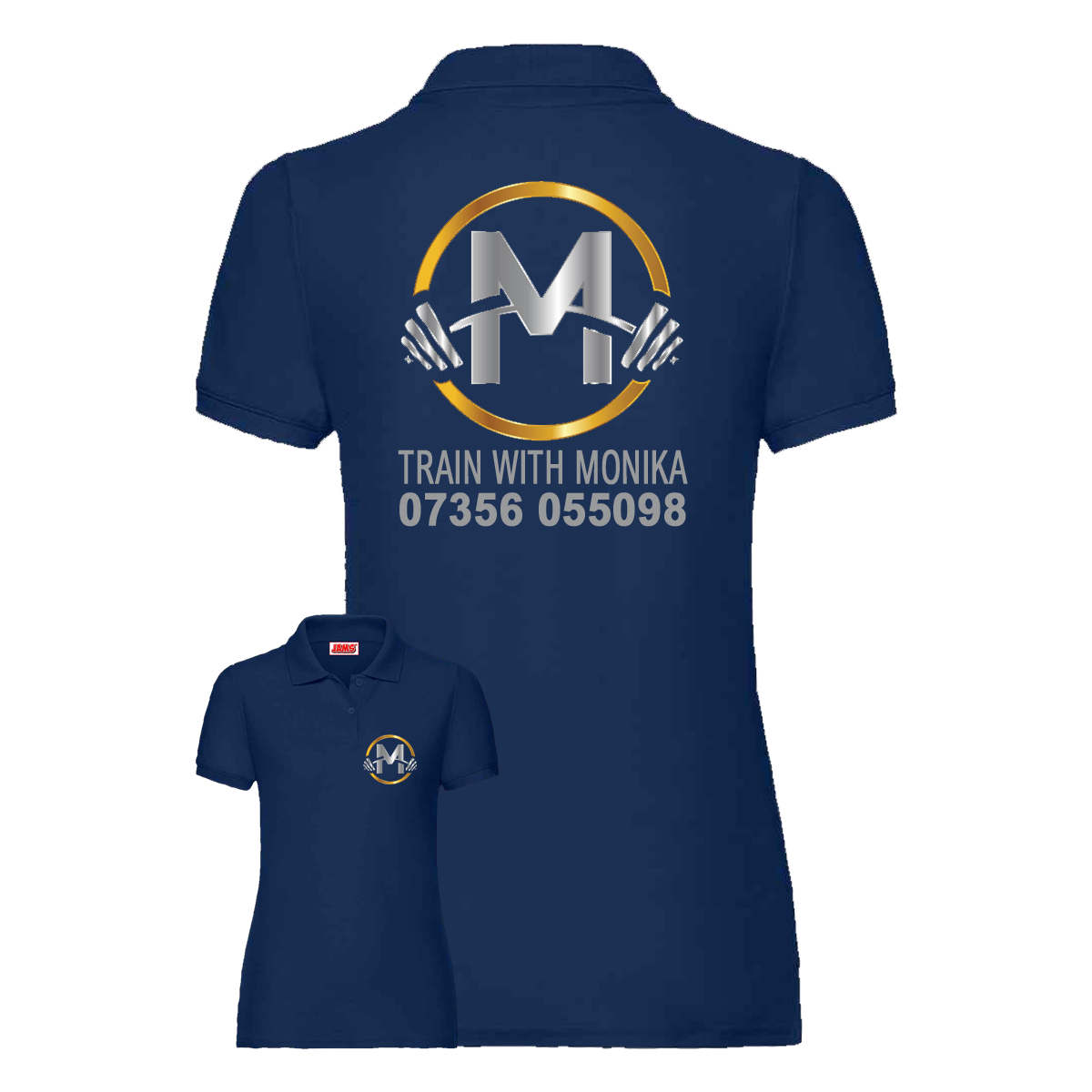 Personal Trainer Polo With Your Logo Front & Back - Ladies Fit