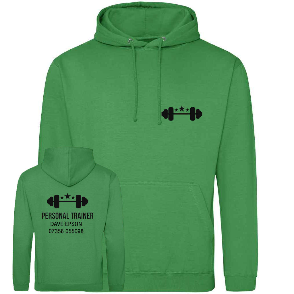Personal Trainer Hoodie With Your Logo Front & Back – Mens Fit