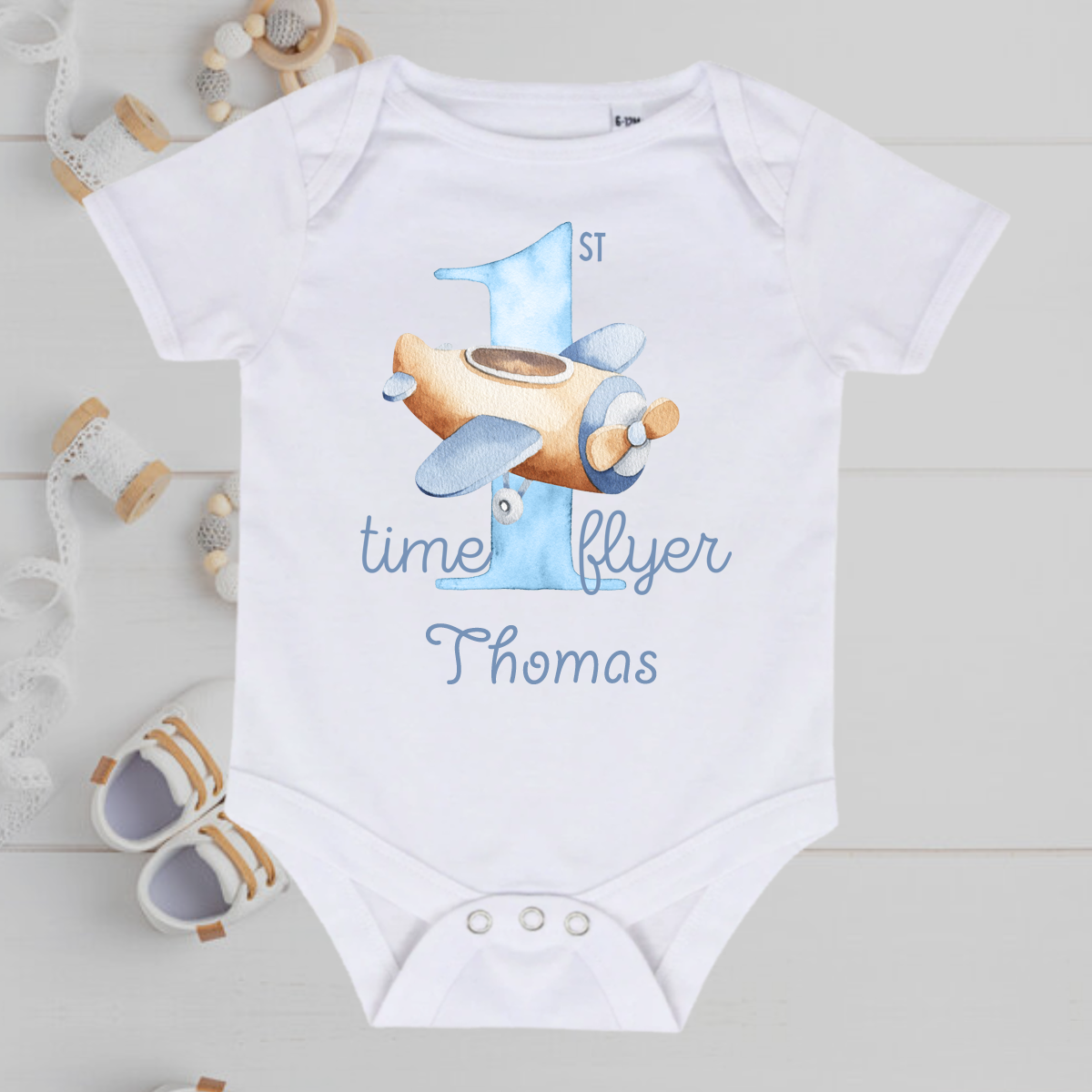 First Time Flyer Baby Grow Boy's