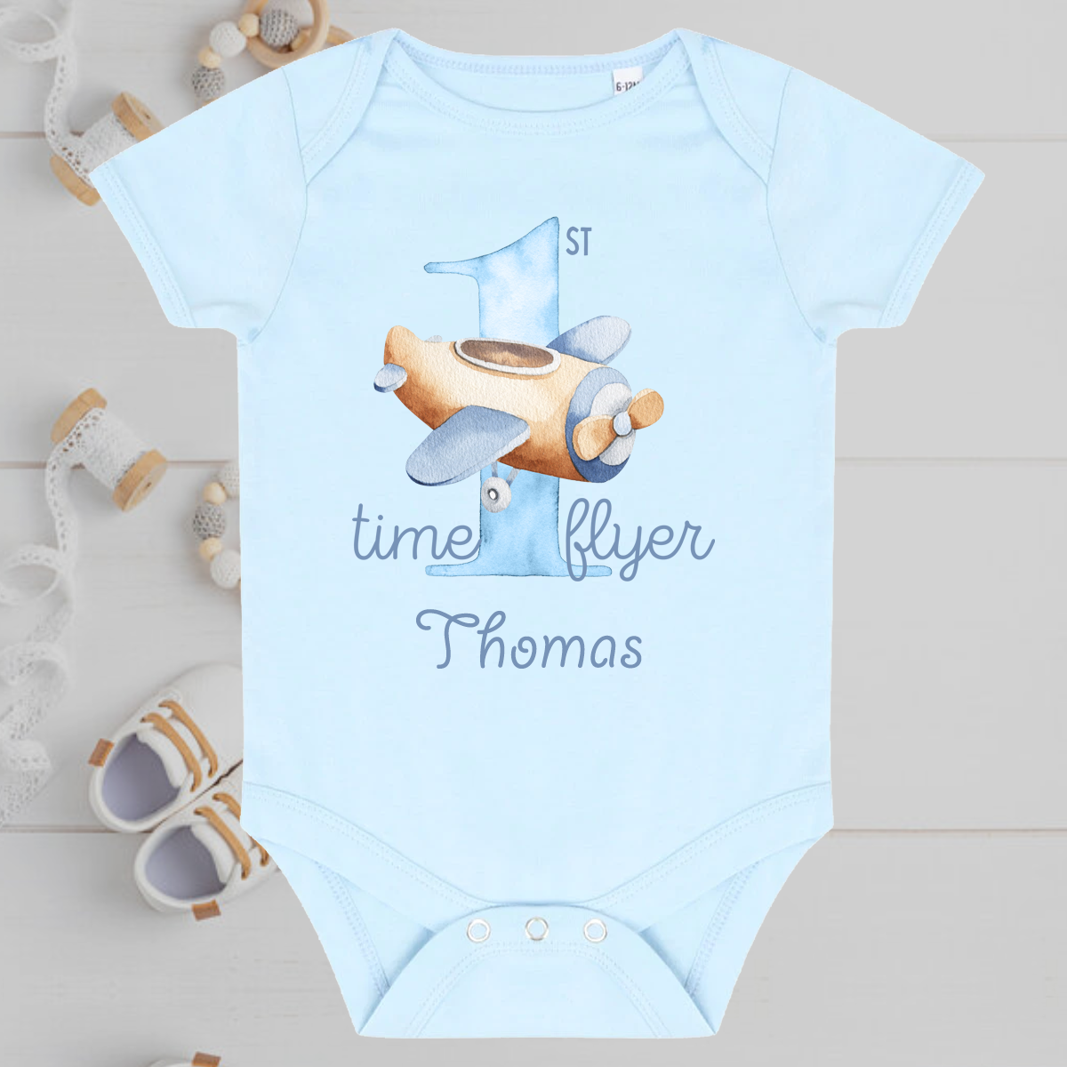 First Time Flyer Baby Grow Boy's
