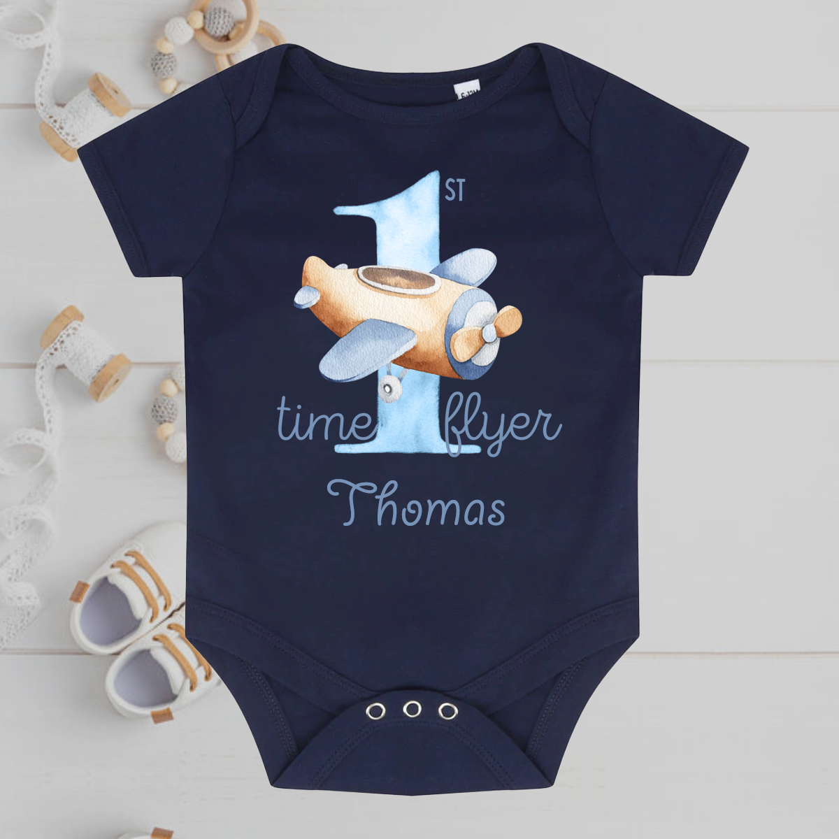First Time Flyer Baby Grow Boy's