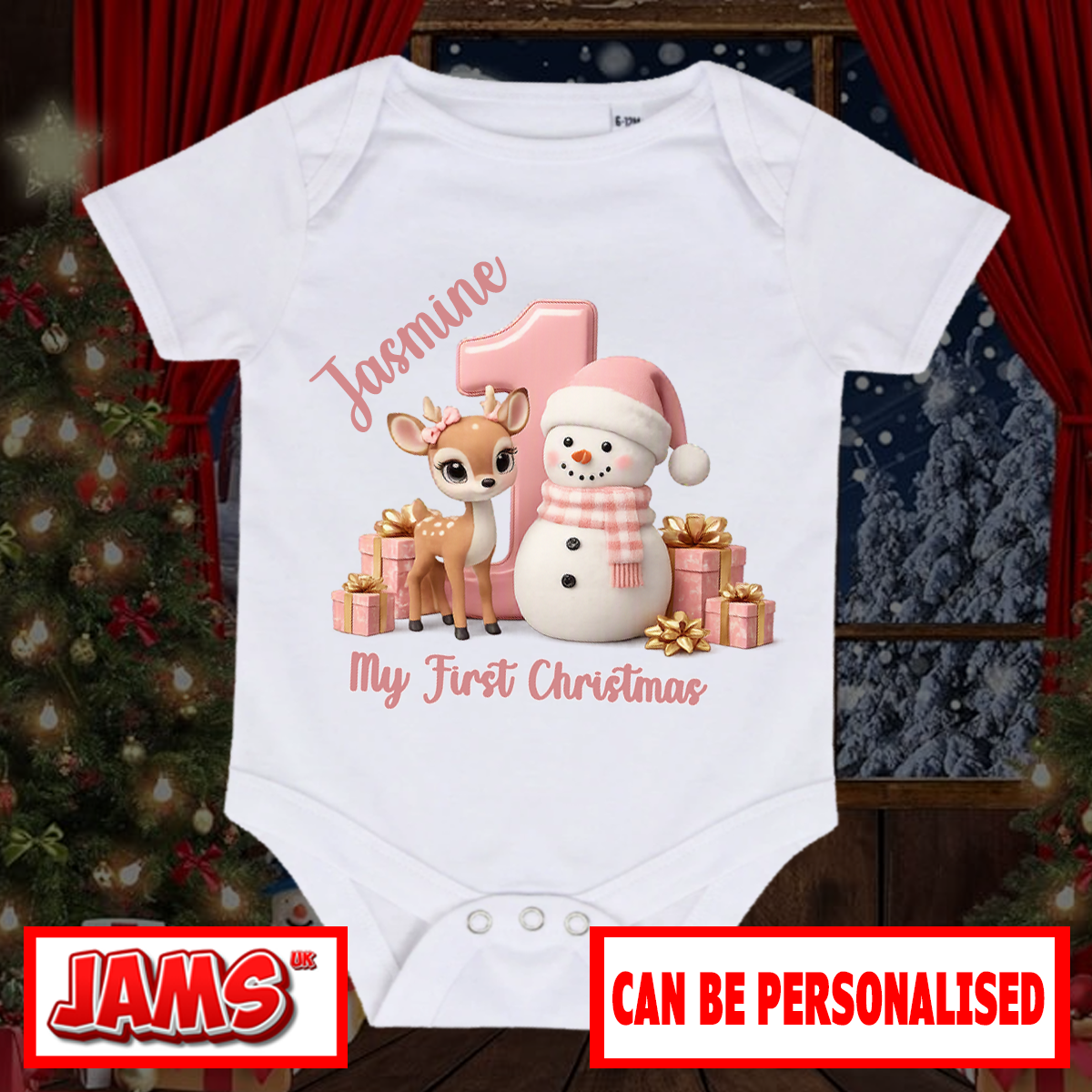 First Christmas Snowman & Reindeer Baby Grow