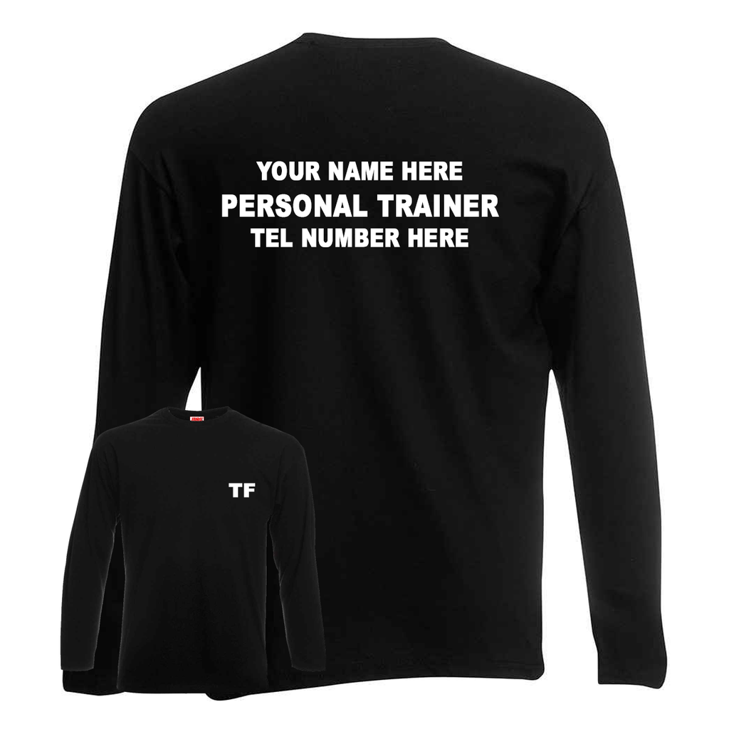 Personal Trainer Long Sleeve Tee With Initials, Name & Number