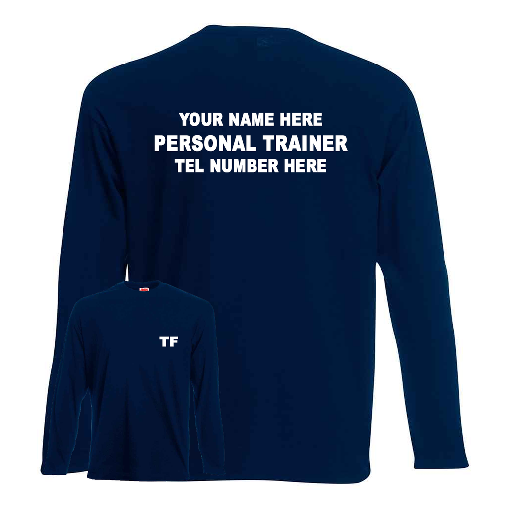 Personal Trainer Long Sleeve Tee With Initials, Name & Number