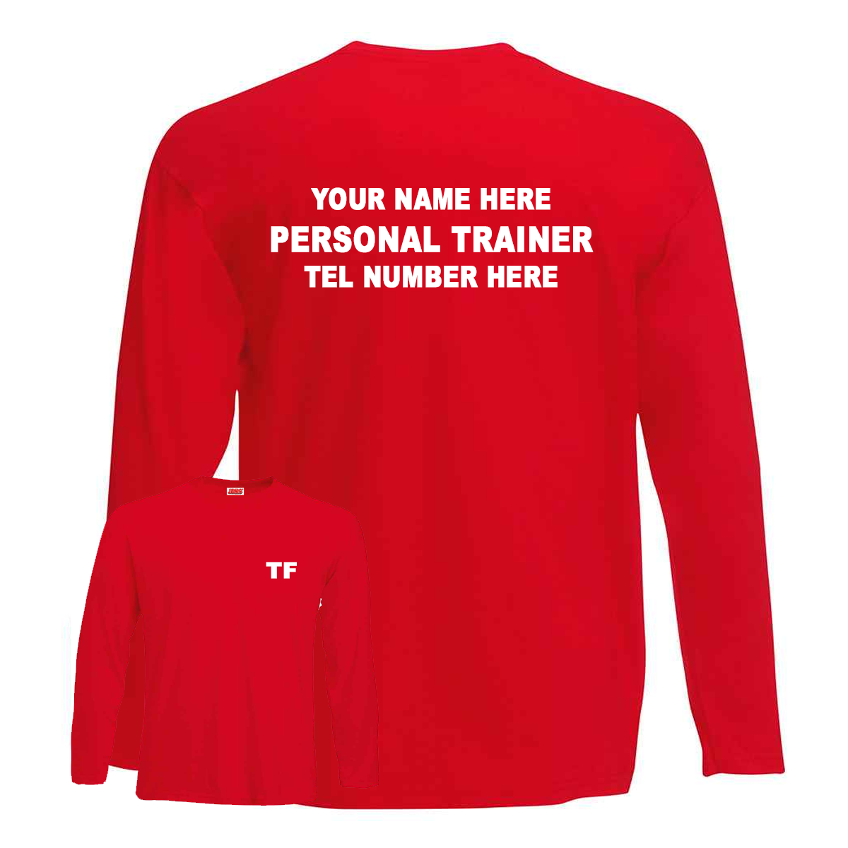 Personal Trainer Long Sleeve Tee With Initials, Name & Number
