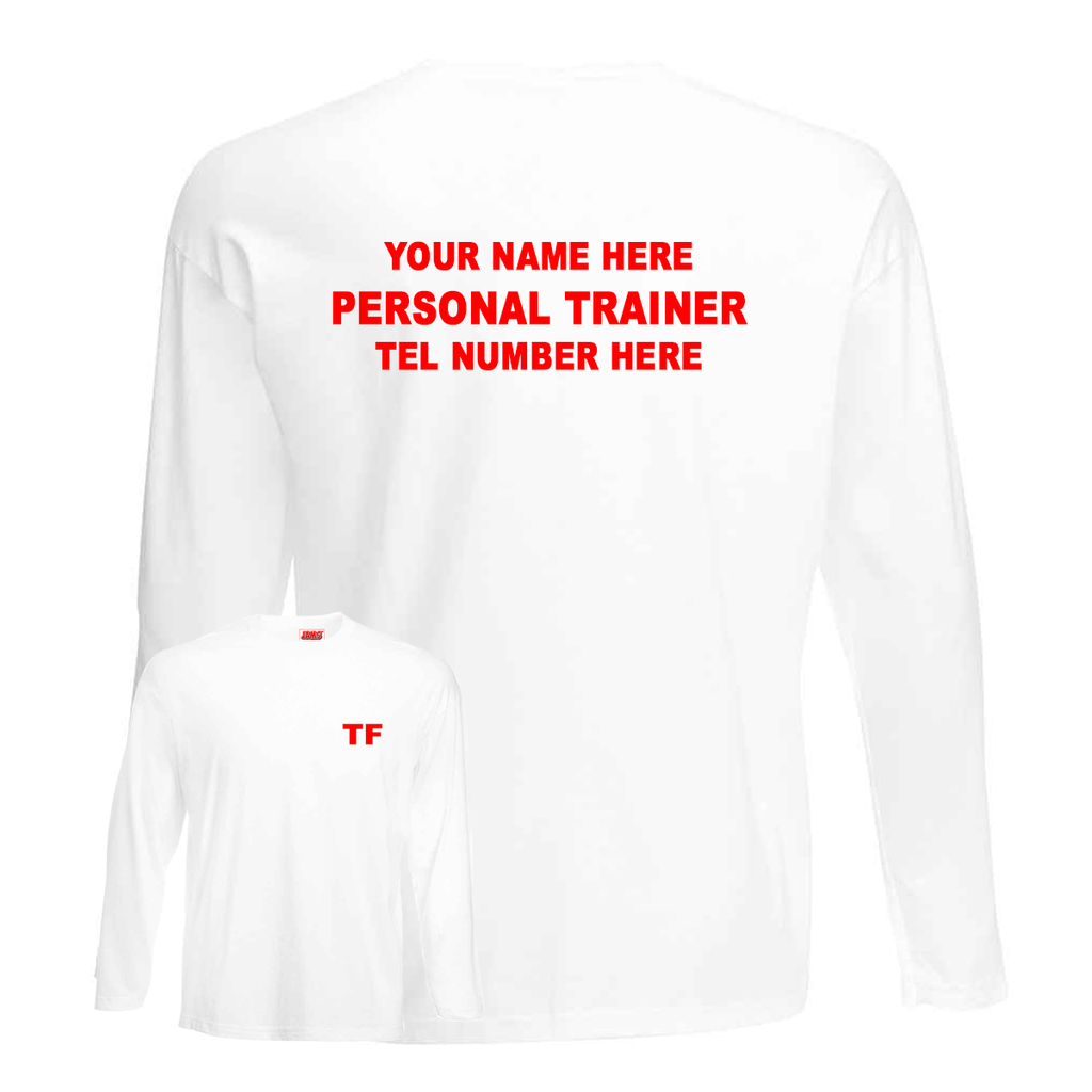 Personal Trainer Long Sleeve Tee With Initials, Name & Number