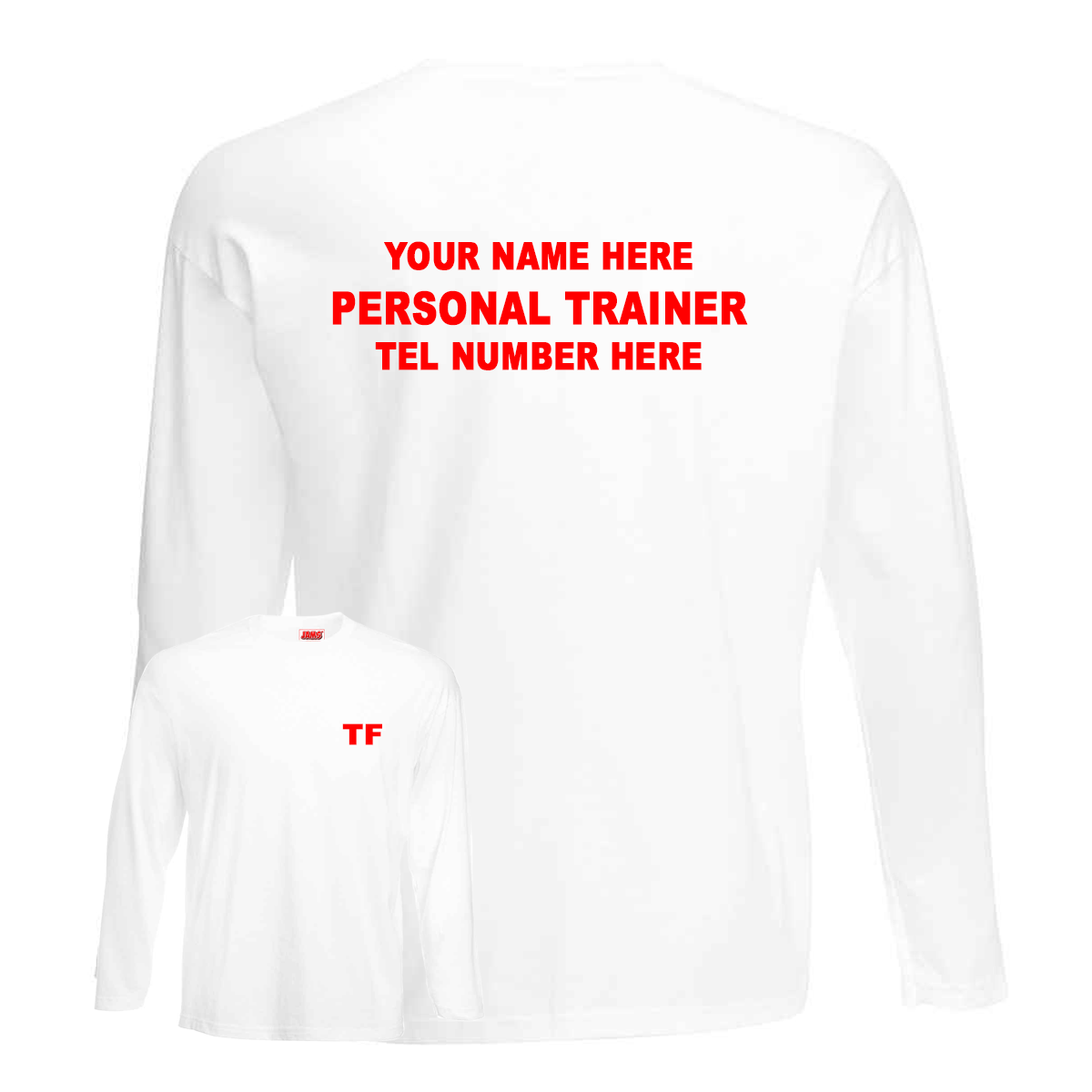 Personal Trainer Long Sleeve Tee With Initials, Name & Number