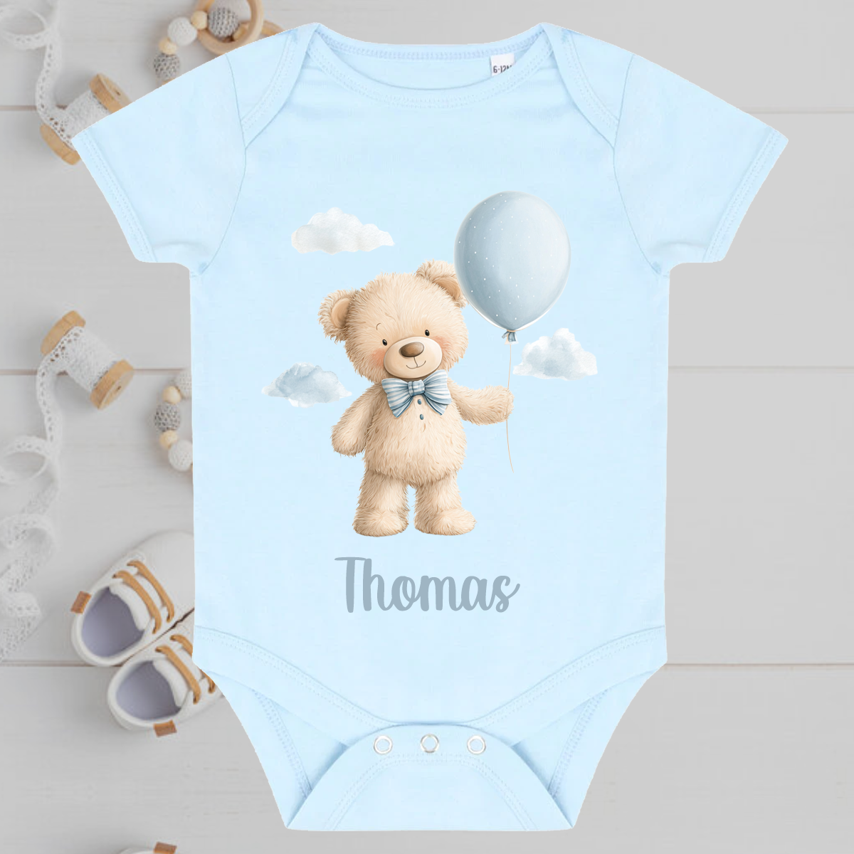 Blue Balloon Baby Grow
