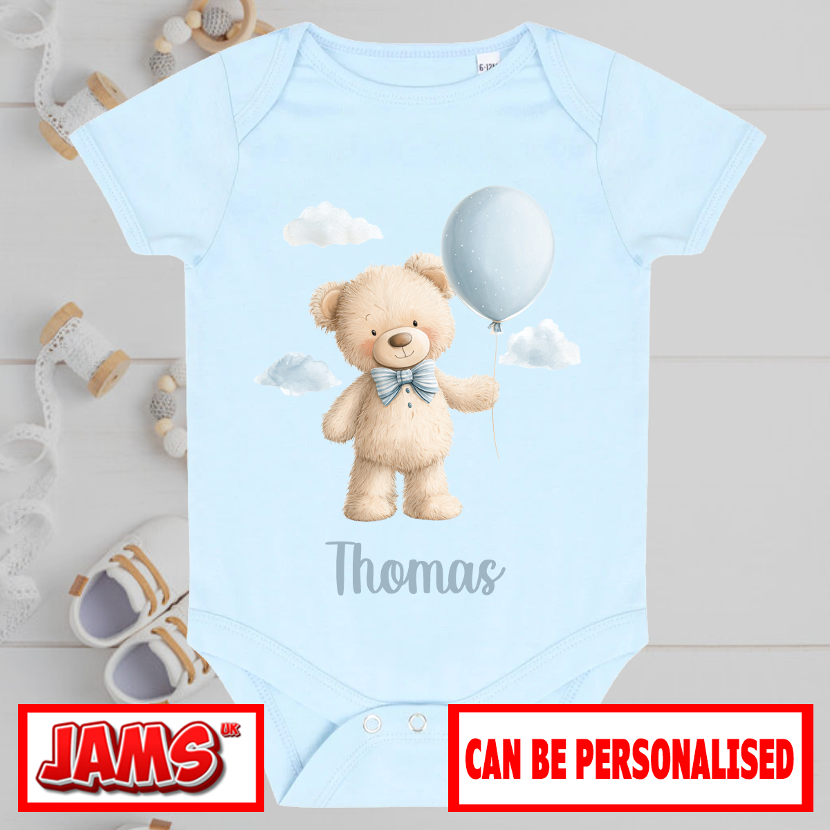 Blue Balloon Baby Grow