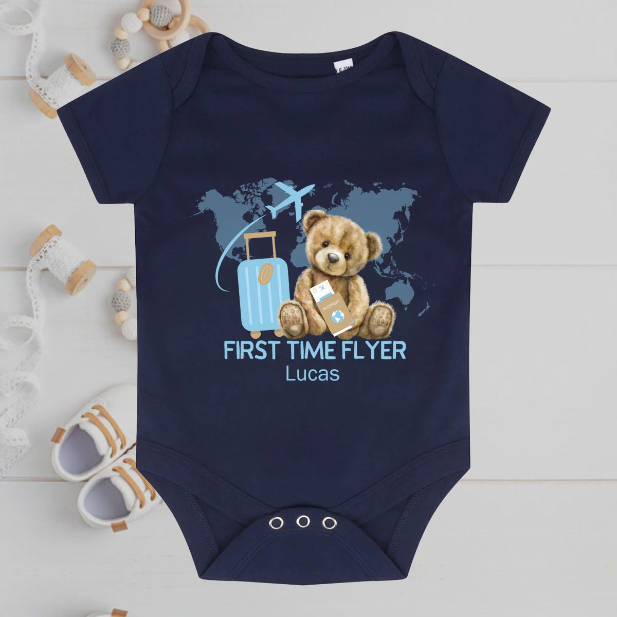 First Time Flyer World Baby Grow Boys