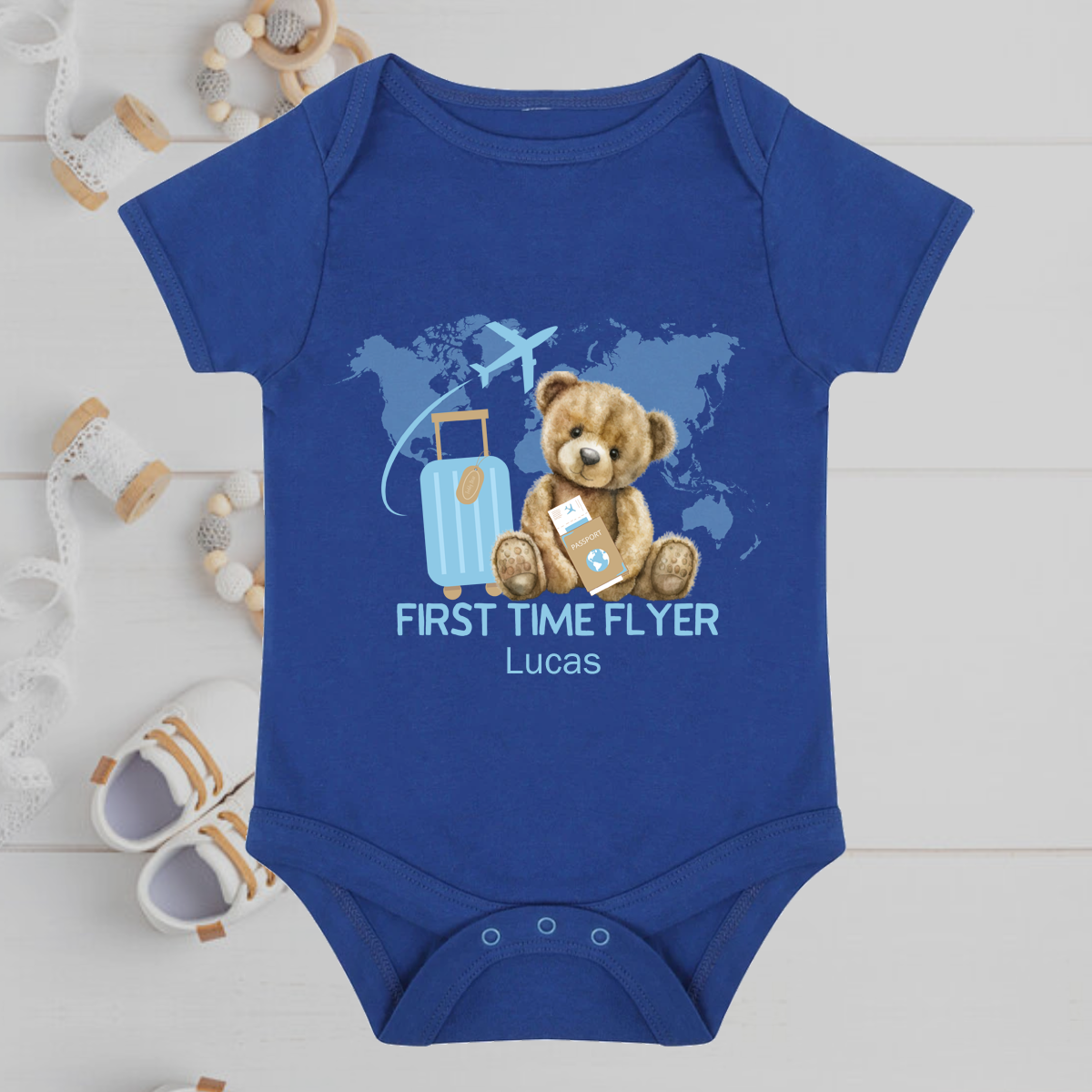 First Time Flyer World Baby Grow Boys