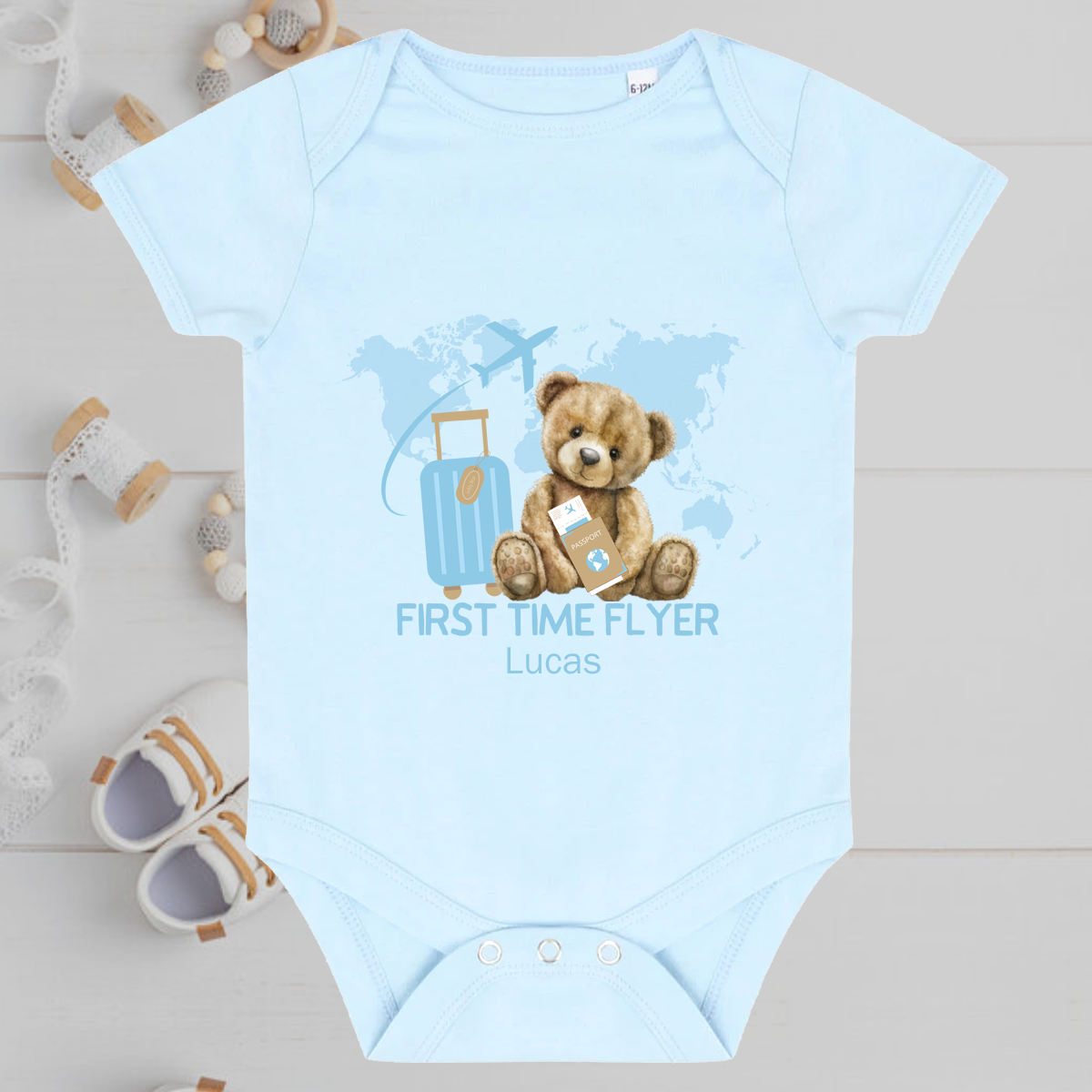 First Time Flyer World Baby Grow Boys