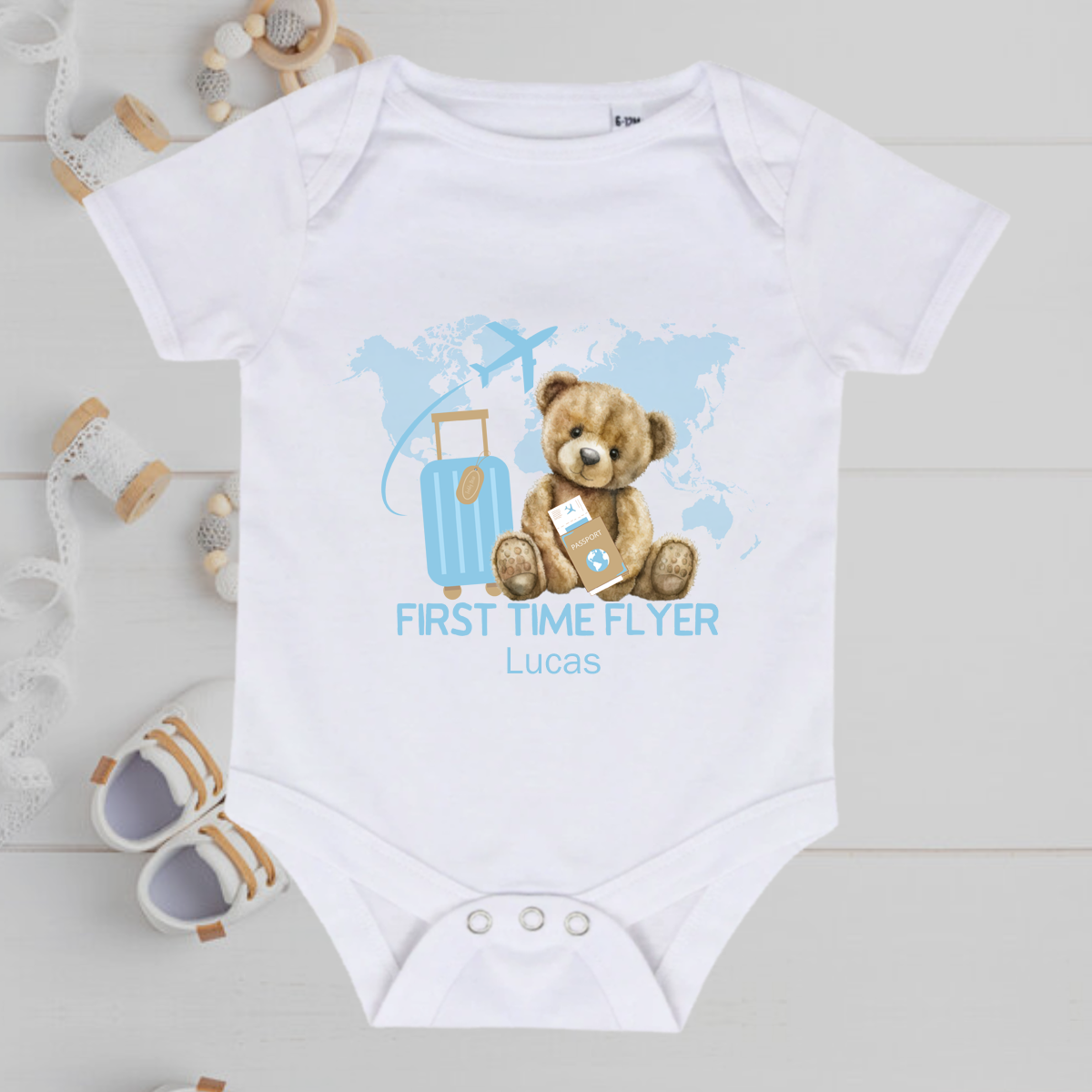 First Time Flyer World Baby Grow Boys