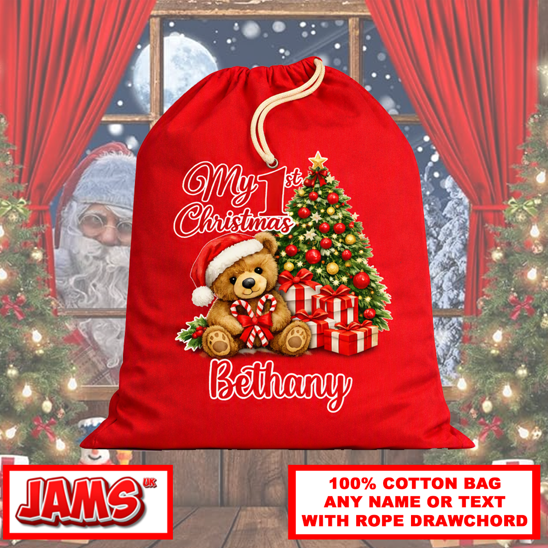 My First Christmas Bag – Rope Drawstring