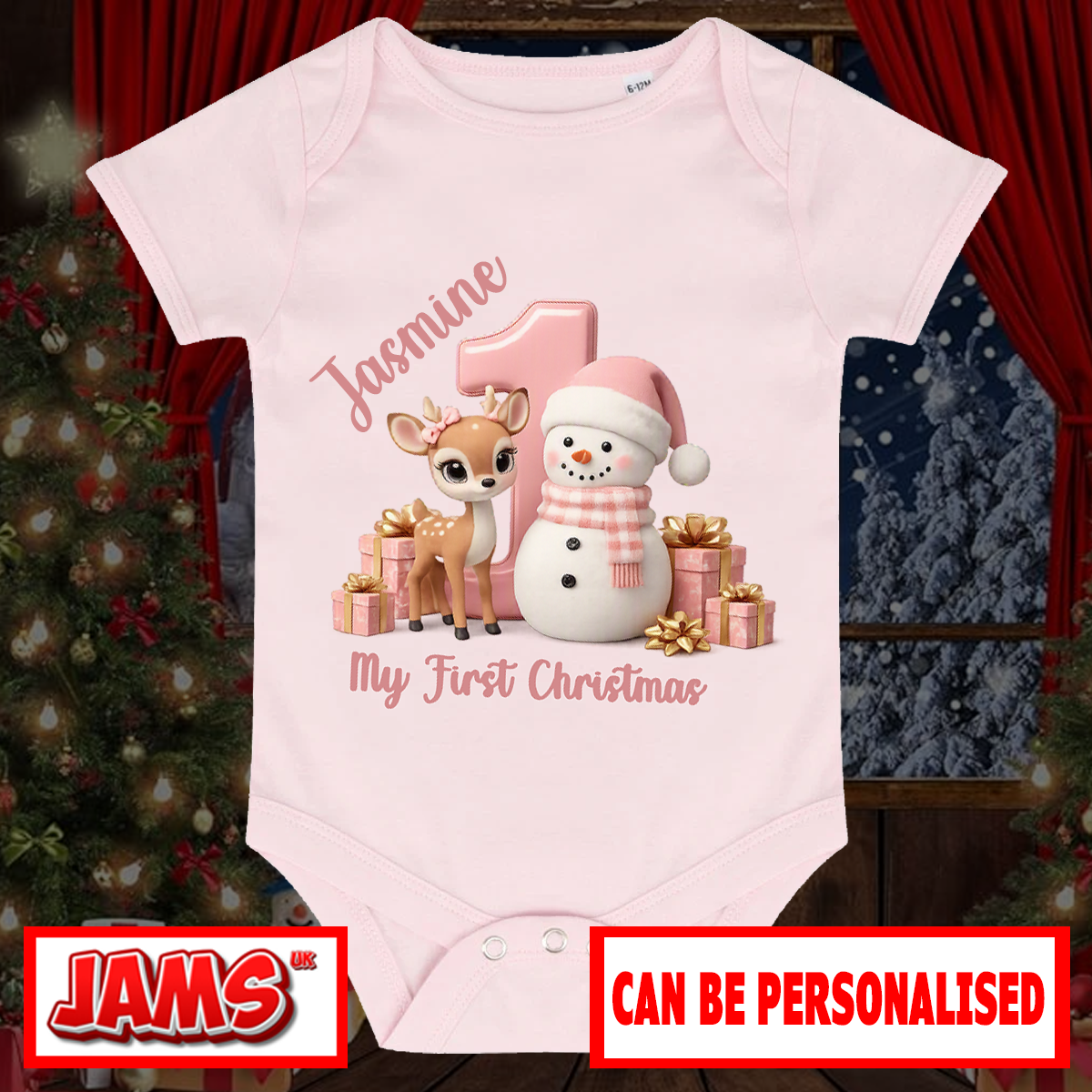 First Christmas Snowman & Reindeer Baby Grow
