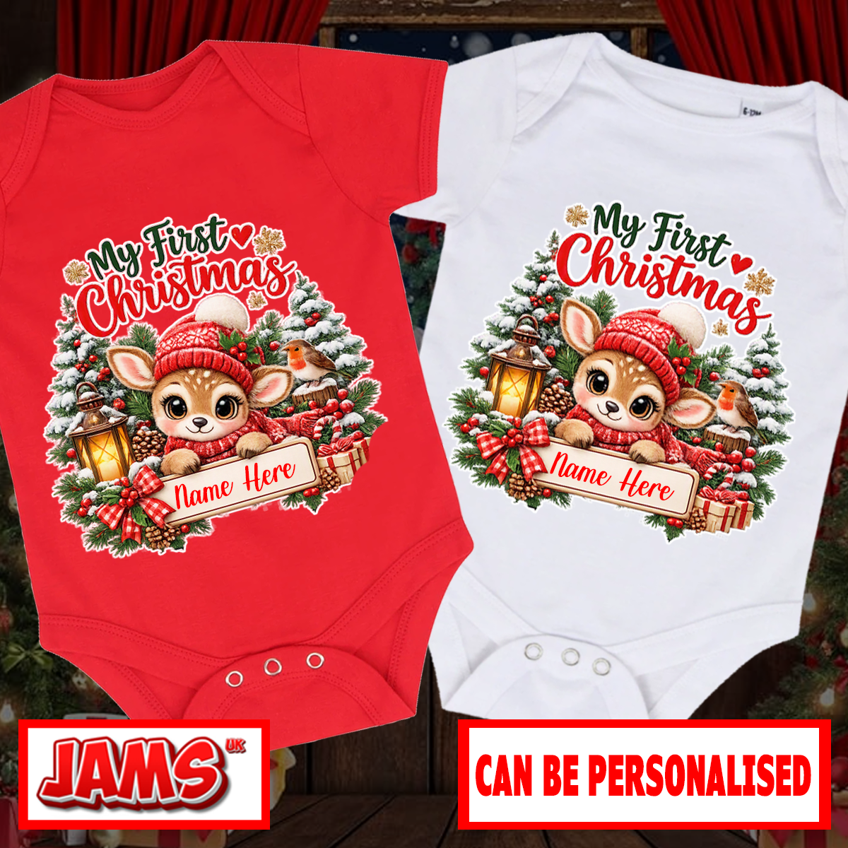 Festive Baby Deer Baby grow