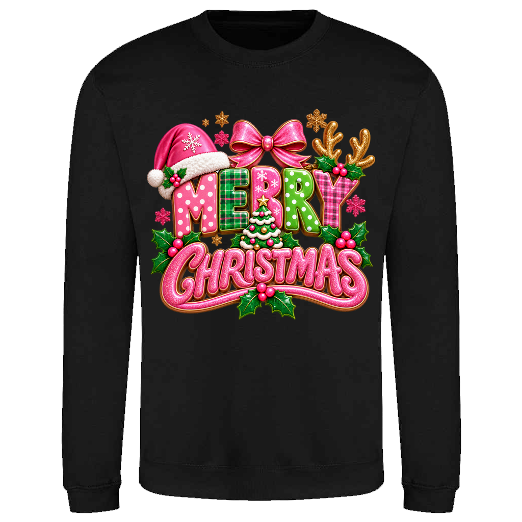 Merry Christmas Pink Antlers Sweatshirt
