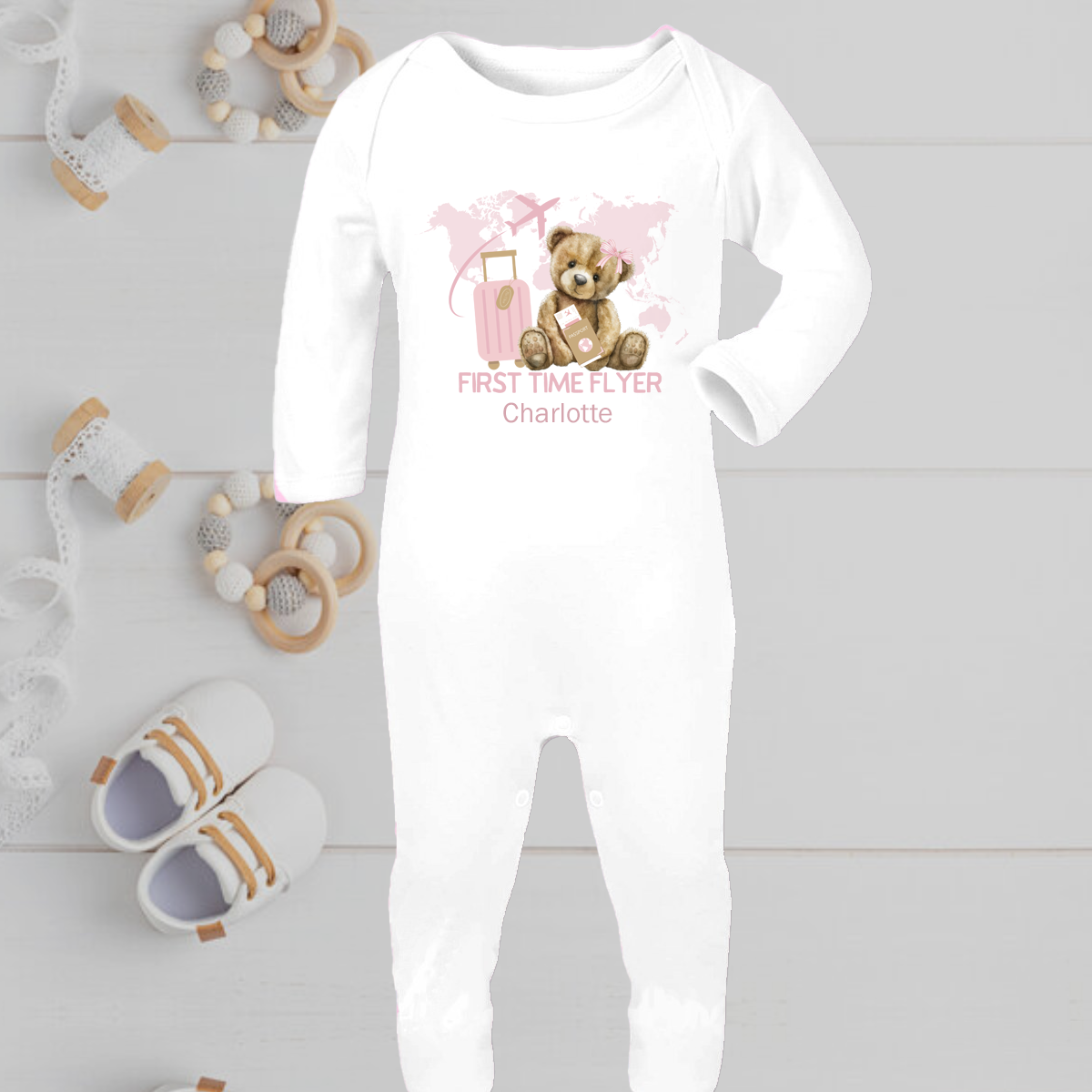 First Time Flyer World Romper Girls